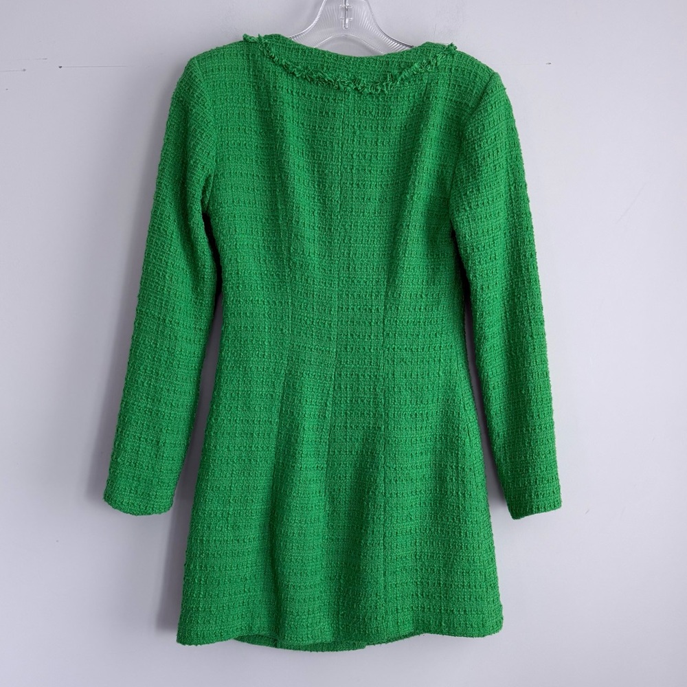 ZARA Kelly Green Textured Tweed Mini Dress Jewel Buttons NWT S Blogger Favorite - Picture 7 of 16